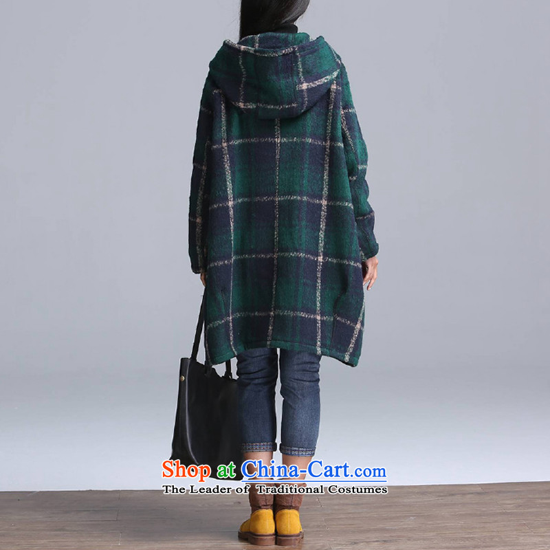Equipment for winter clothing with cap large female latticed wool coat green , L, equipment? Yi (PUYI APPAREL) , , , shopping on the Internet