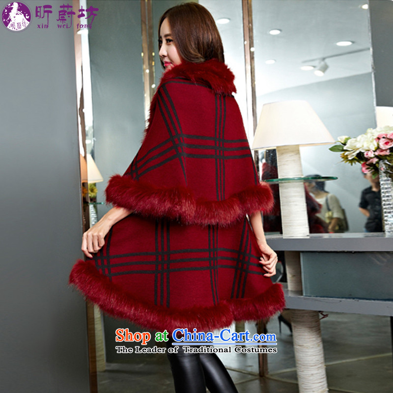 The litany of Workshop 2015 autumn and winter new women's stylish cloak shawl sweater jacket x6562 wine red are codes, Xin Ulsan Square shopping on the Internet has been pressed.