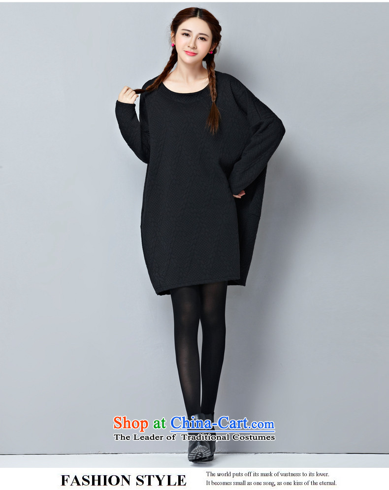 2015 Autumn and Winter Korea MEISUDI version of large numbers of ladies to intensify the loose video clip cotton waffle forming the thin clothes wild long-sleeved black skirt are loose) code (pictures, prices, brand platters! The elections are supplied in the national character of distribution, so action, buy now enjoy more preferential! As soon as possible.
