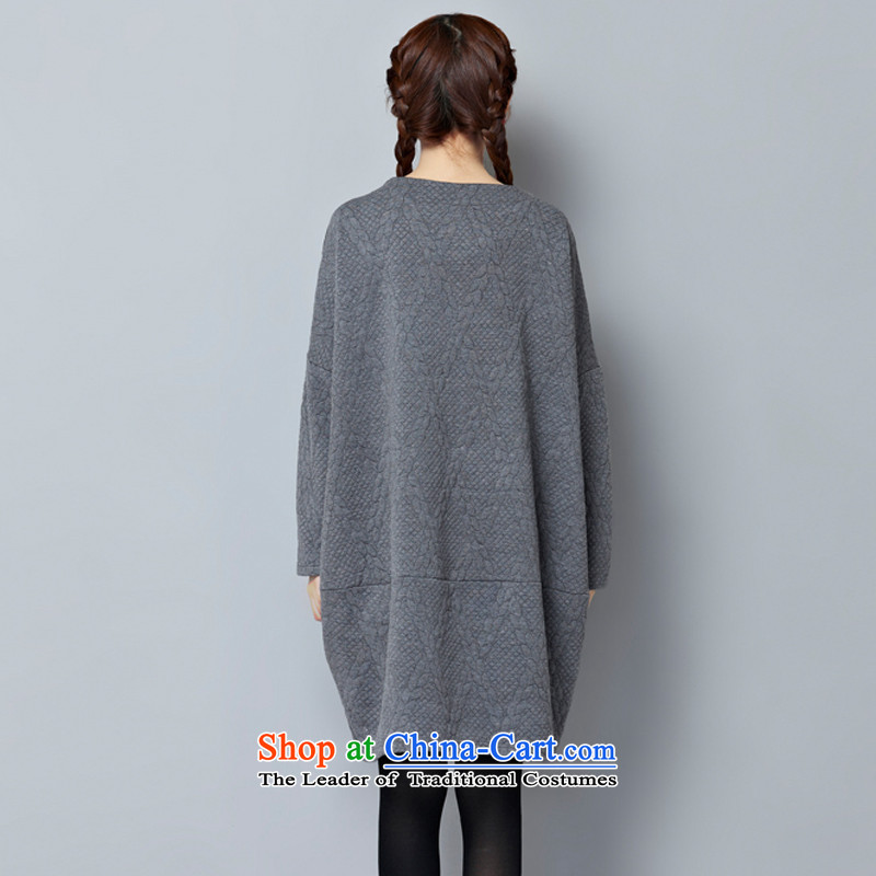 2015 Autumn and Winter Korea MEISUDI version of large numbers of ladies to intensify the loose video clip cotton waffle forming the thin clothes wild long-sleeved black skirt are loose) code (MISO (MEISUDI) , , , shopping on the Internet
