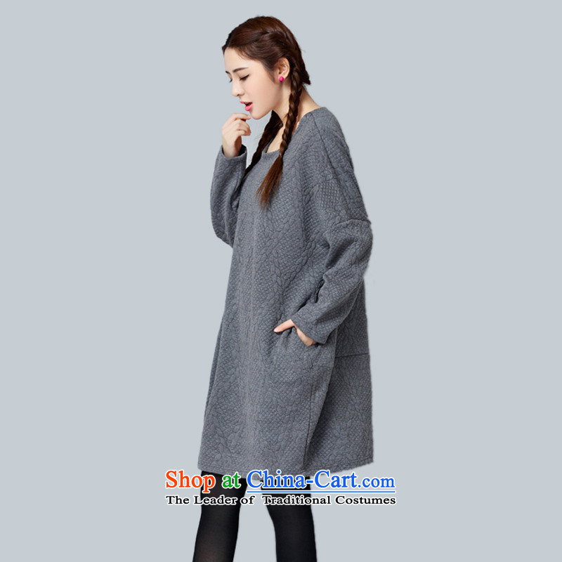 2015 Autumn and Winter Korea MEISUDI version of large numbers of ladies to intensify the loose video clip cotton waffle forming the thin clothes wild long-sleeved black skirt are loose) code (MISO (MEISUDI) , , , shopping on the Internet