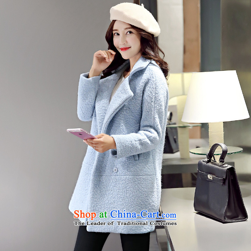 The law was in Dili Gross Qi? 2015 autumn and winter coats women for women in the new long Korean Modern graphics thin thickened Sau San lapel gross flows of female jacket coat? light blue cotton, plus law M. Mr. Qi (fash-modi Manasseh) , , , shopping on
