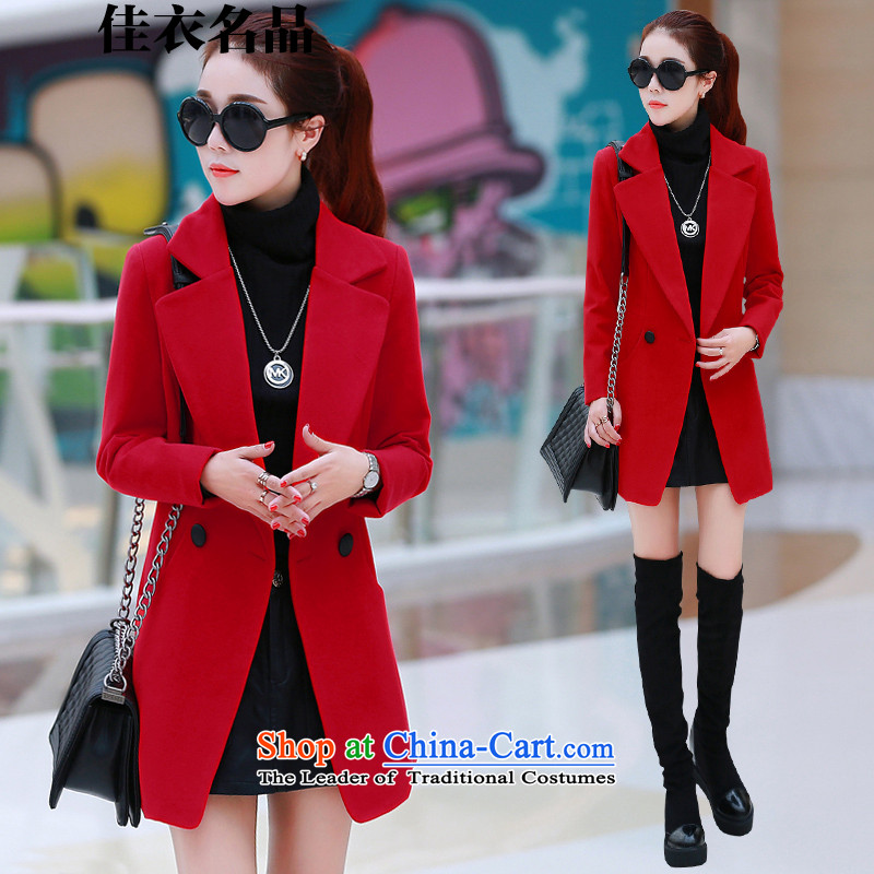 Better, Yi  2015 autumn and winter new Korean version of long-sleeved sweater W8616 Sau San Red XL