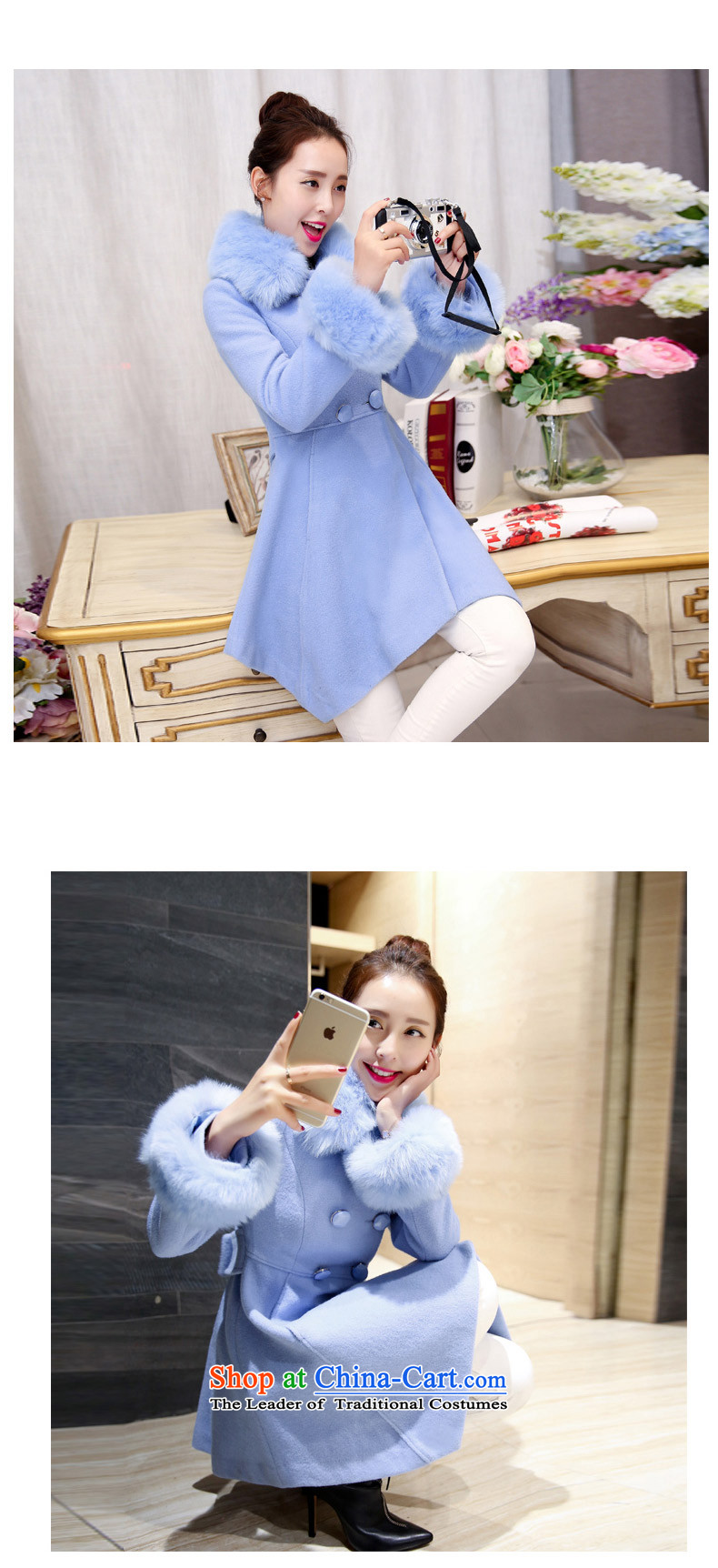11.11 At the same price! In the long hair for Sau San? coats aqua-blue M picture, prices, brand platters! The elections are supplied in the national character of distribution, so action, buy now enjoy more preferential! As soon as possible.