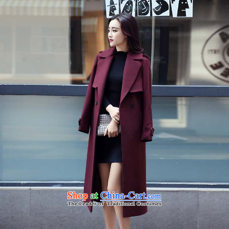 Alam Shah America 2015 autumn and winter new thick hair? female Korean jacket wool a wool coat in the long dark red XL, Lok Noh Alam Shah (LELANSH) , , , shopping on the Internet