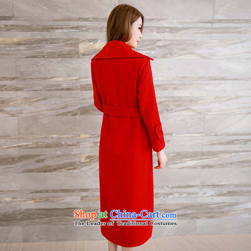 The approximate totals Korean Dream involving 2015 winter clothing new European site thick long lap Sau San wool jacket? a wool coat female red S Dream (MENGJIEYU clearly involved) , , , shopping on the Internet