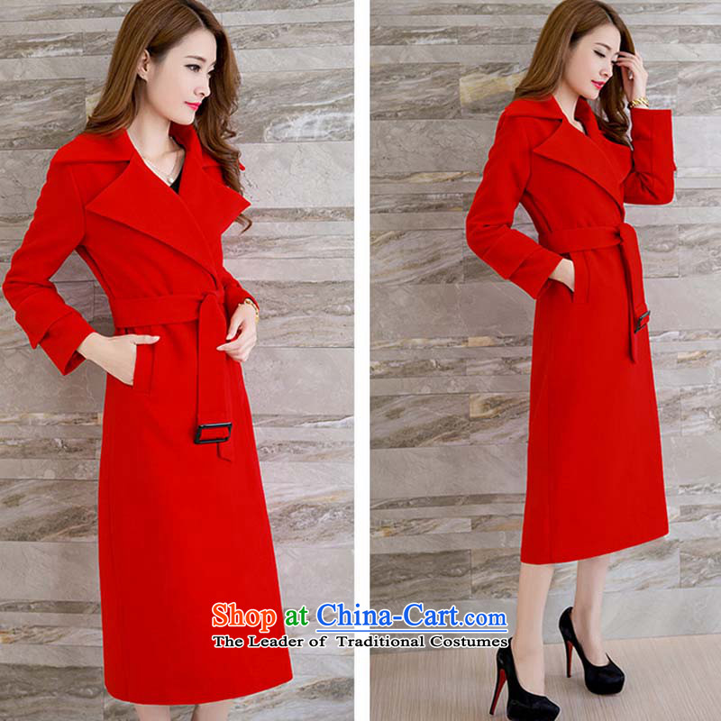 The approximate totals Korean Dream involving 2015 winter clothing new European site thick long lap Sau San wool jacket? a wool coat female red S Dream (MENGJIEYU clearly involved) , , , shopping on the Internet