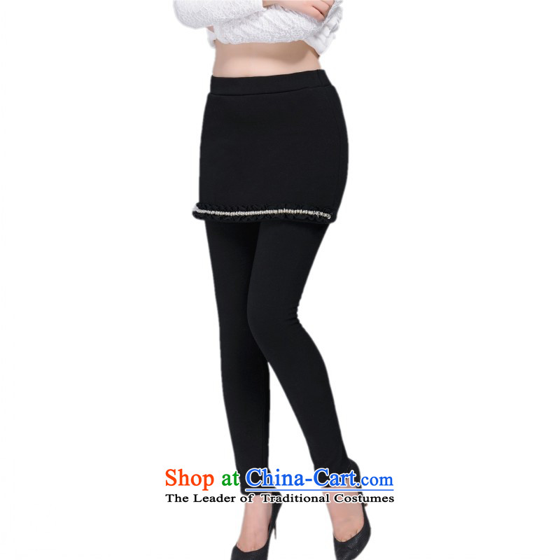C.o.d. 2015 new plus extra thick warm winter lint-free package and not lint-free cleaning leave two skirt wear trousers thick Mei xl integration skirt?around 140-155 2XL black trousers catty