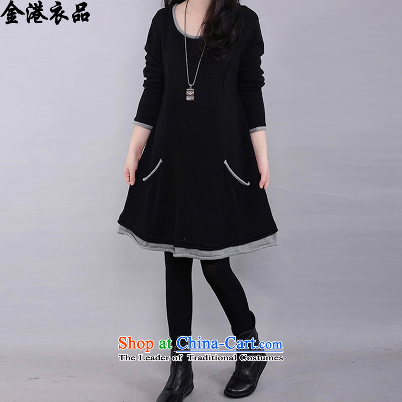 Kim Hong Kong garment products on Winter 2015 new larger women to increase expertise mm plus video and slender, lint-free Thick coated knit sweater female black , L, Kim Hong Kong amounted Yi (jingangyipin) , , , shopping on the Internet