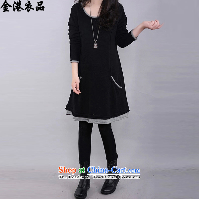 Kim Hong Kong garment products on Winter 2015 new larger women to increase expertise mm plus video and slender, lint-free Thick coated knit sweater female black , L, Kim Hong Kong amounted Yi (jingangyipin) , , , shopping on the Internet