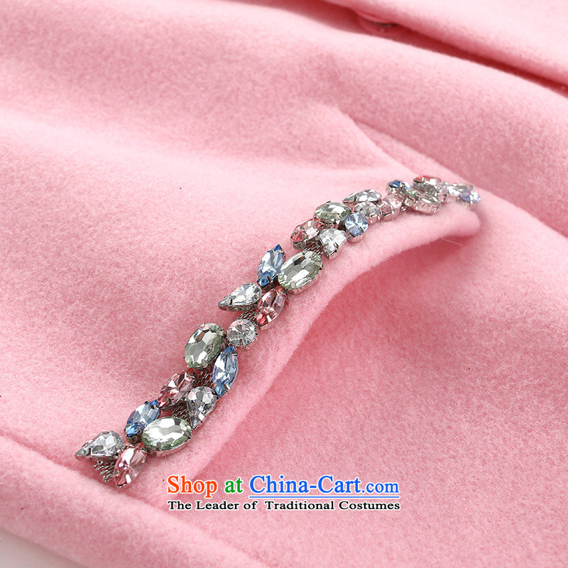 8In the pearl of the nail pocket Pak Long single row clip hair? 11916 Female coats pink XL, silk Park shopping on the Internet has been pressed.