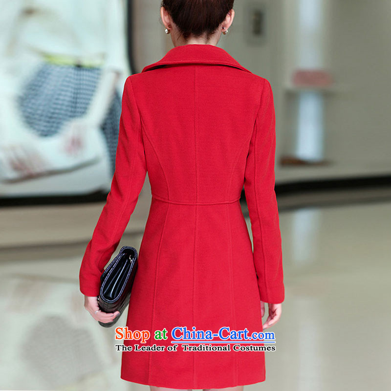  Female jackets 2015 ESVT winter new western style temperament Sau San graphics plus thin cotton waffle warm in the long hair? coats female red plus cotton M,esvt,,, shopping on the Internet