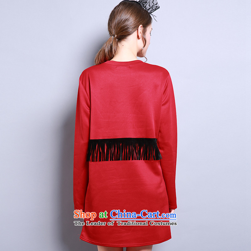 Luo Shani flower code women for winter thick sister to intensify the graphics thin long-sleeved stitching thick mm dresses red 2XL- pre-sale within 3 days of the shipment, Shani Flower (D'oro) sogni shopping on the Internet has been pressed.