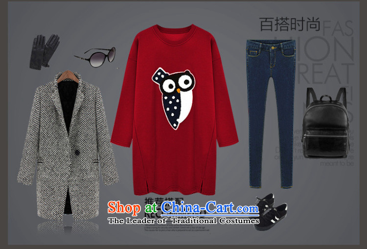 Athena Chu Isabel autumn and winter, large female 200 catties can smart casual dress stitching owl plus lint-free long-sleeved shirt, forming the warm in long TEE 1353 wine red  XL( recommendations 120-135 catty) Picture, prices, brand platters! The elections are supplied in the national character of distribution, so action, buy now enjoy more preferential! As soon as possible.