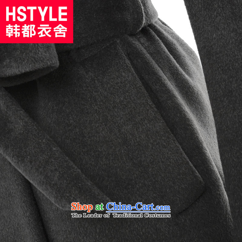 Korea has yi han version 2015 Dag Hammarskjöld coats of autumn new for women pure color lapel long coats DM2087 gross?(1) Carbon , L, Korea has Yi Homes , , , shopping on the Internet