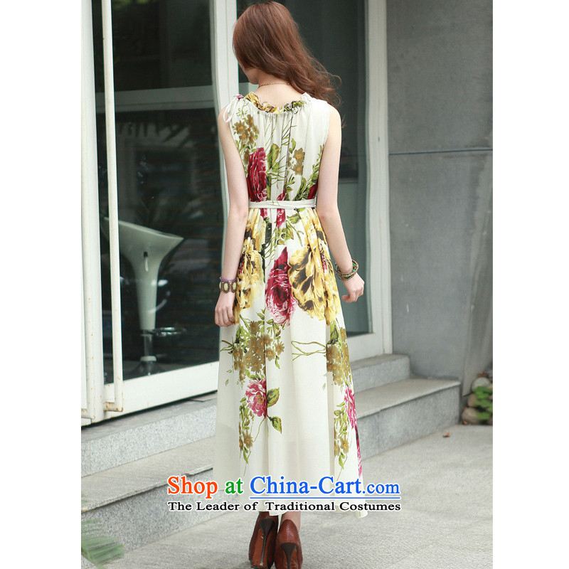 Connie to optimize Pik-XL female thick mm200 catty Bohemia long skirt Sau San emulation chiffon silk dresses summer sleeveless jacket skirt 20926 large white numbers for the code - recommendations 110-280, Pik-ni , , , shopping on the Internet
