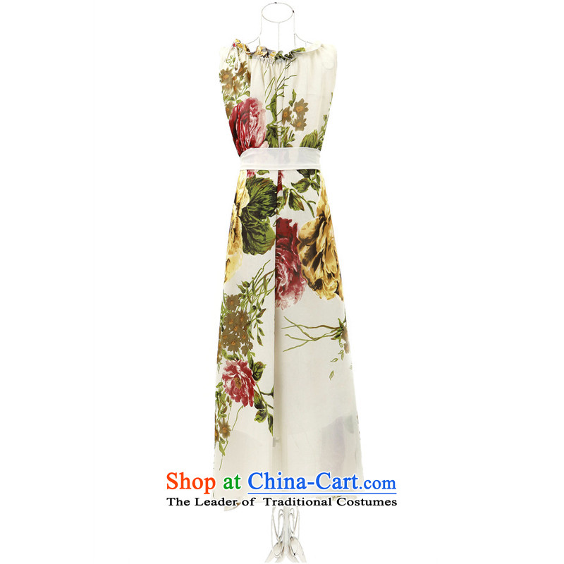 Connie to optimize Pik-XL female thick mm200 catty Bohemia long skirt Sau San emulation chiffon silk dresses summer sleeveless jacket skirt 20926 large white numbers for the code - recommendations 110-280, Pik-ni , , , shopping on the Internet