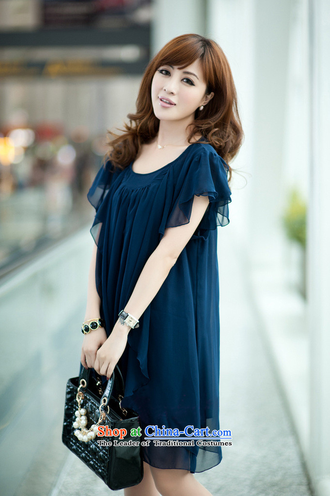 The lymalon2015 lehmann spring and summer new Korean version of large numbers of ladies stylish sleek beauty chiffon loose short-sleeved round-neck collar dresses 925 Blue 4XL Photo, prices, brand platters! The elections are supplied in the national character of distribution, so action, buy now enjoy more preferential! As soon as possible.