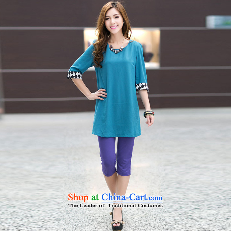 The lymalon lehmann thick, Hin thin spring and autumn 2015 new product version of large Korean women's code in stylish Sau San cuff round-neck collar chiffon Netherlands 3018 Blue XL, Sulaiman Ronnie (LYMALON) , , , shopping on the Internet