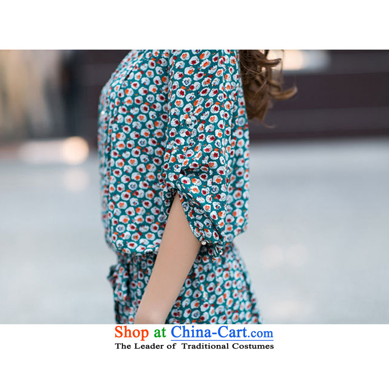 The lymalon lehmann thick, Hin thin 2015 autumn large new women's fashion in the V-neck in the Sau San cuff chiffon dresses XXXL, 3019 Blue Lehmann Ronnie (LYMALON) , , , shopping on the Internet