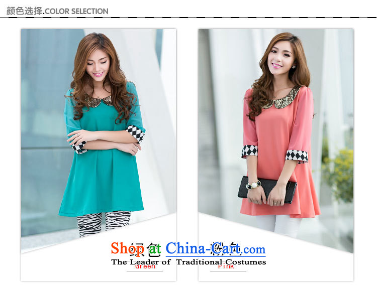 The lymalon lehmann thick, Hin thin spring and autumn 2015 new product version of large Korean women's code Sleek and versatile in Sau San cuff chiffon shirt Q3023 green M picture, prices, brand platters! The elections are supplied in the national character of distribution, so action, buy now enjoy more preferential! As soon as possible.
