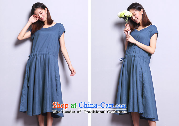 El-ju Yee Nga summer larger female thick sister video in thin long short-sleeved cotton linen dresses YQ9183 navy XXL picture, prices, brand platters! The elections are supplied in the national character of distribution, so action, buy now enjoy more preferential! As soon as possible.