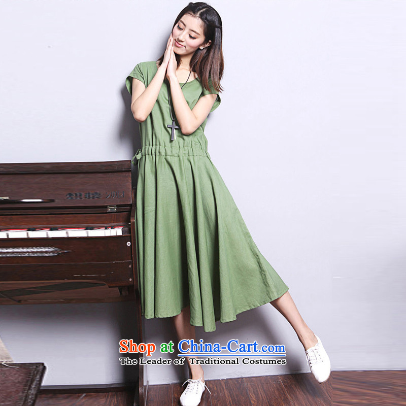 El-ju Yee Nga summer larger female thick sister video in thin long short-sleeved cotton linen dresses YQ9183 navy XXL, el-ju Yee Nga shopping on the Internet has been pressed.