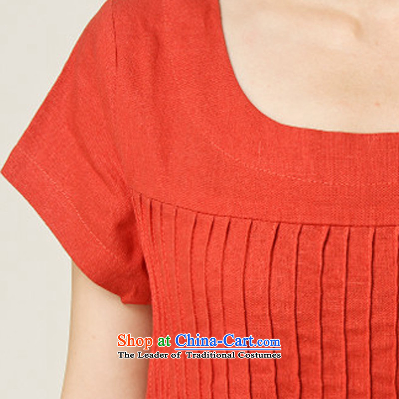 El-ju Yee Nga MOM pack for summer larger women's clothes to increase expertise relaxd MM cotton linen short-sleeved dresses in red , L'YA9388 Yu Yee Nga shopping on the Internet has been pressed.