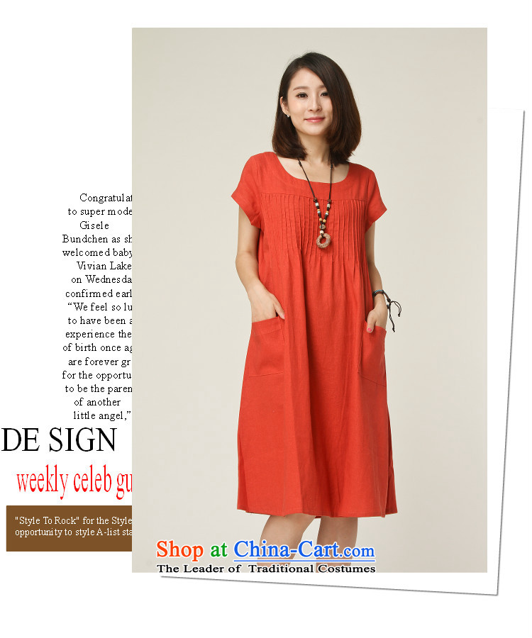 El-ju Yee Nga MOM pack for summer larger women's clothes to increase expertise relaxd MM cotton linen short-sleeved dresses in red L Photo YA9388, prices, brand platters! The elections are supplied in the national character of distribution, so action, buy now enjoy more preferential! As soon as possible.