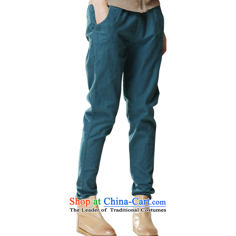 Clearancefeelnet spring and summer load new larger female thick mm video thin pant Harun tether xl casual pants trousers 75632 _2 ft Blue Code 45_