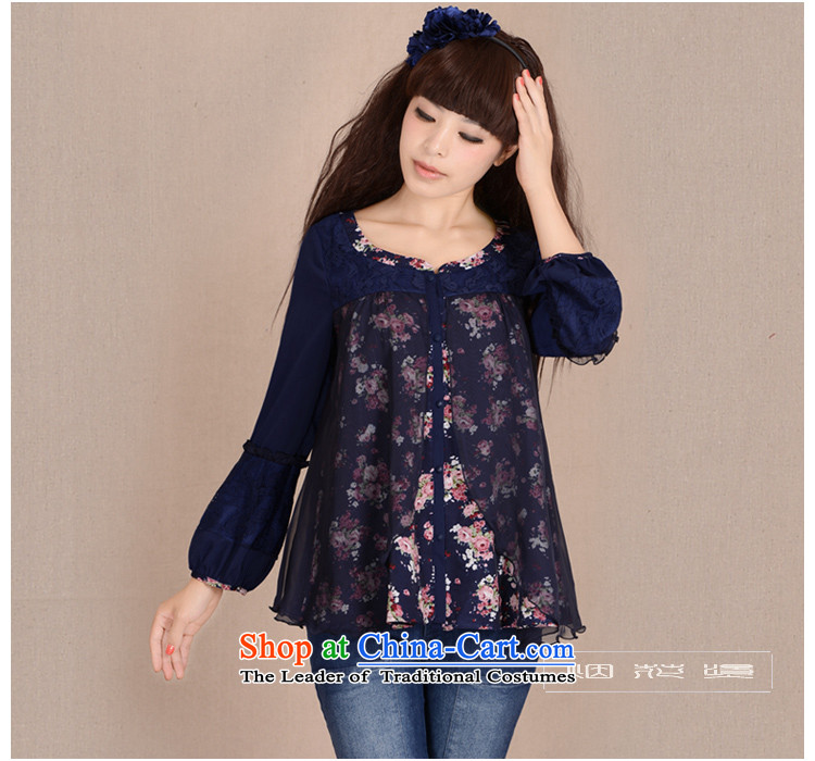 Fireworks ironing 2015 Autumn new larger female wild long-sleeved shirt chiffon short shirts picture stamp XXXL dark blue 25 days pre-sale prices, pictures, brand platters! The elections are supplied in the national character of distribution, so action, buy now enjoy more preferential! As soon as possible.