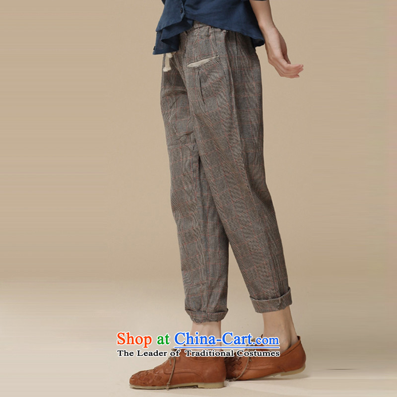 Clearance feelnet large western trousers spring female Retro classic trousers Harun ribbed trousers large casual pants 777 apricot plaid 36 (2 feet 75),FEELNET,,, shopping on the Internet