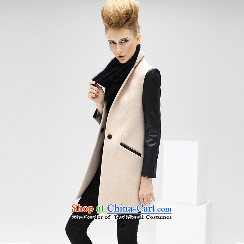 2015 Autumn and winter video COCOBELLA thin PU stitching a grain of detained women thin coat of graphics gross CT56 jacket black S,COCOBELLA,,,? Online Shopping