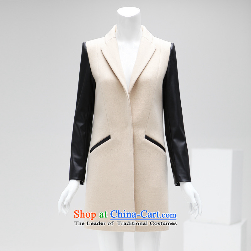 2015 Autumn and winter video COCOBELLA thin PU stitching a grain of detained women thin coat of graphics gross CT56 jacket black S,COCOBELLA,,,? Online Shopping