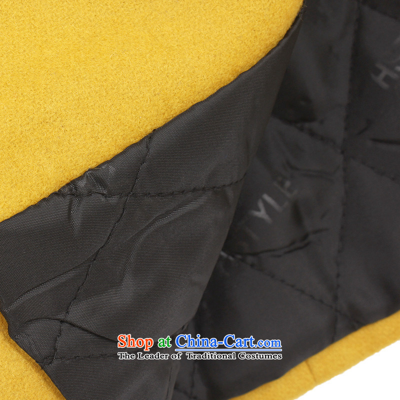 Korea has the Korean version of the Dag Hammarskjöld yi 2015 winter clothing new women's solid color stitching gross? jacket JW3022 SAU SAN2. Yellow , L, Korea National are , , , for internet Yi shopping