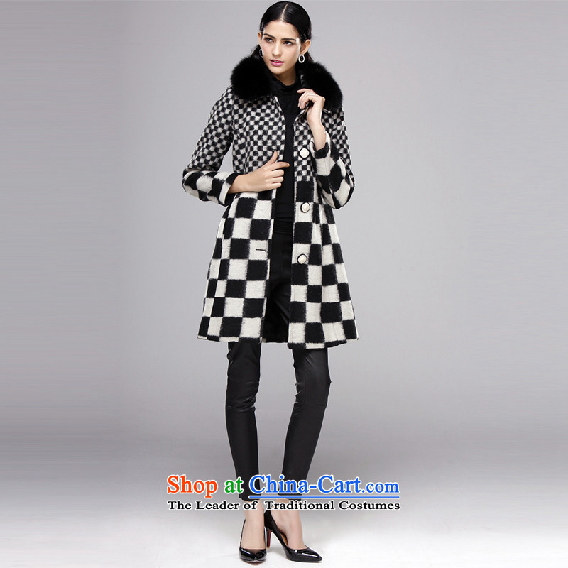 Marguerite Hsichih maxchic 2015 autumn and winter new long-sleeved blouses and wool cashmere in long hair for coats D10442 fox m White XL, Princess (maxchic Hsichih shopping on the Internet has been pressed.)