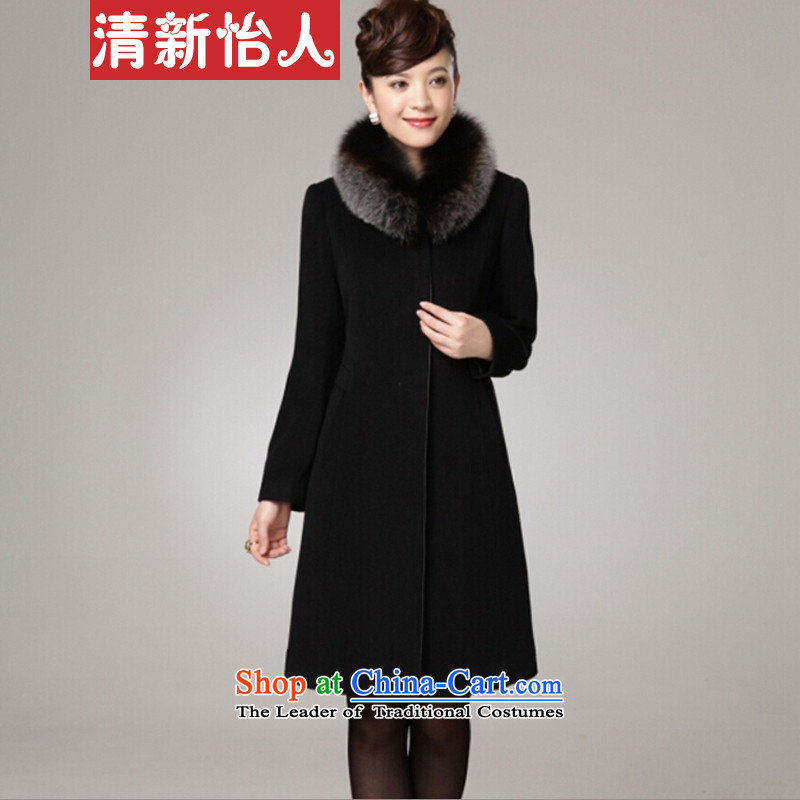 Refreshing woolen coat female new autumn and winter coats woolen? a black jacket femaleXL