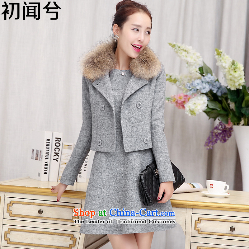 On hearing the first day? 2015 autumn and winter coats female new women Korean female long coats gross?_ cloak jacket gross? skirt?061?Smoke Gray?XL recommendations 119-125 catty