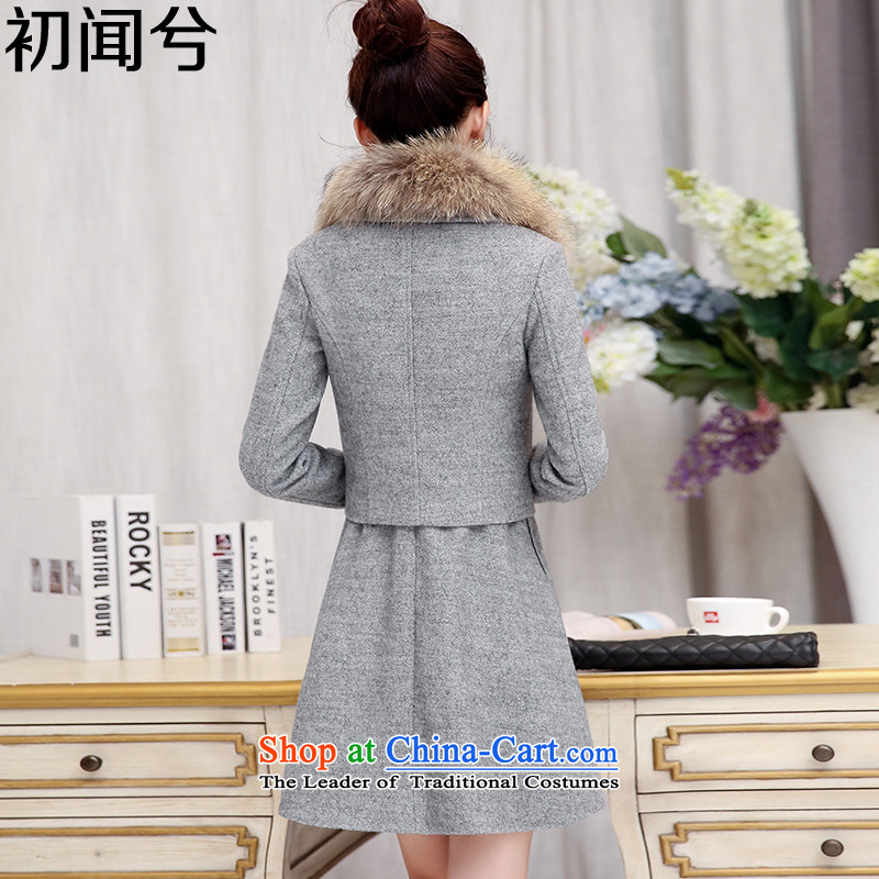 On hearing the first day? 2015 autumn and winter coats female new women Korean female long coats gross?) cloak jacket gross? skirt 061 Smoke Gray XL recommendations 119-125, hearing the first night shopping on the Internet has been pressed.