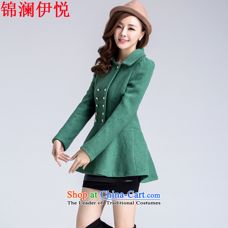 The world of Kam Yuet autumn and winter new women Napoleon, double-skirt swing gross a wool coat jackets for winter clothes in reverse collar long jacket a jacket Sau San Green World of Kam Hyatt Regency M , , , shopping on the Internet