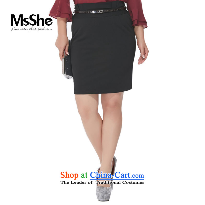 Msshe XL Graphics thin suit Female Professional Wear Skirts high waist skirt 2015 skirt package and the upper body to the waistband 120829 black  T5