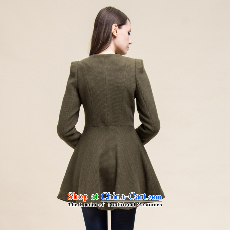 A romantic 2015 winter clothing lady pure color T-shirt with round collar     female long-sleeved thin coat 8241601 video? dark green , L, a romantic shopping on the Internet has been pressed.