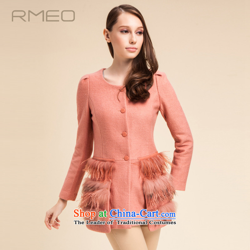 A romantic?2015 Winter stylish commuting, Sau San video thin ostrich feathers decorated in?pink coat 8241625 gross??L