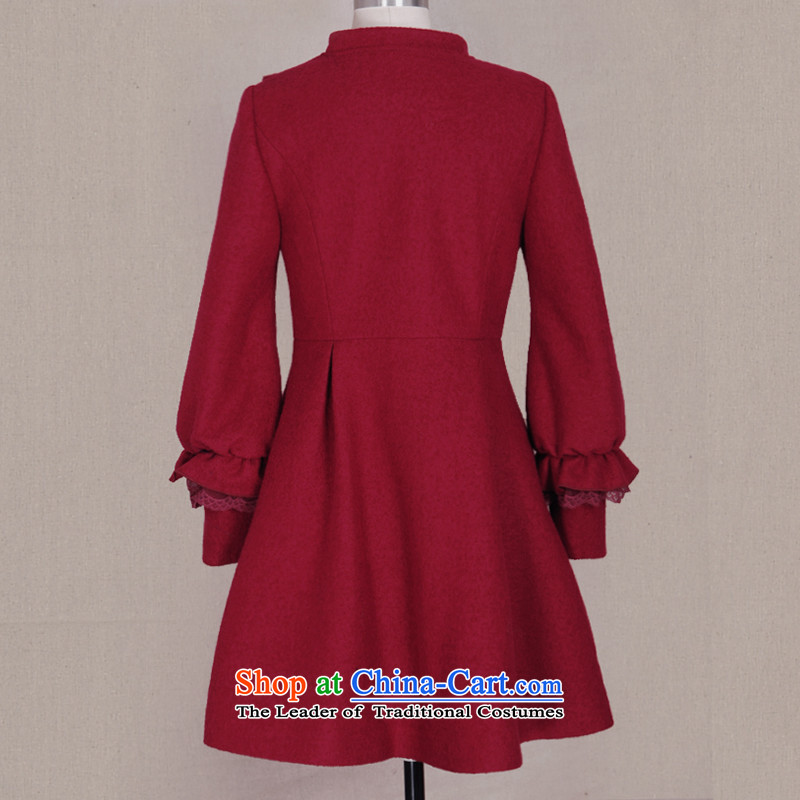 Fireworks Hot Winter 2015 new original temperament lace stitching long-sleeved jacket tin rain gross? wine red hot spot, Fireworks M , , , shopping on the Internet