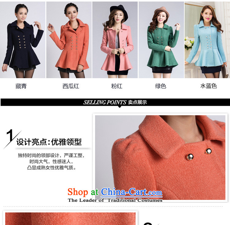 The world of Kam Yuet autumn and winter new sweet and double-skirt swing gross a wool coat jackets for winter female lapel coat a thin coat of video 