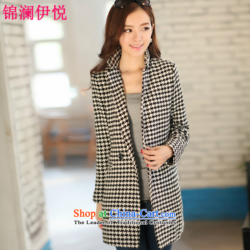 The world of Kam Yuexin of autumn and winter load female body decorated video thin chidori grid Windbreaker_cotton wool coat a checkered jacket is simple and stylish Korean picture colors plus cotton,XL