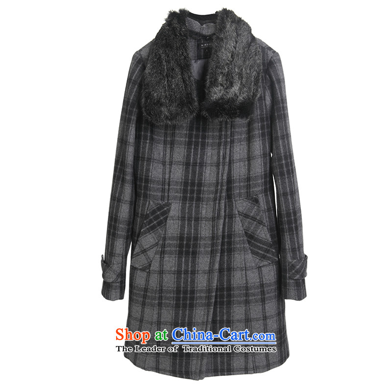The holy, sdeer female winter can be removed from the gross collar plaid coats S12481806? Germany /87 gray S(160/80A),S.DEER,,, shopping on the Internet