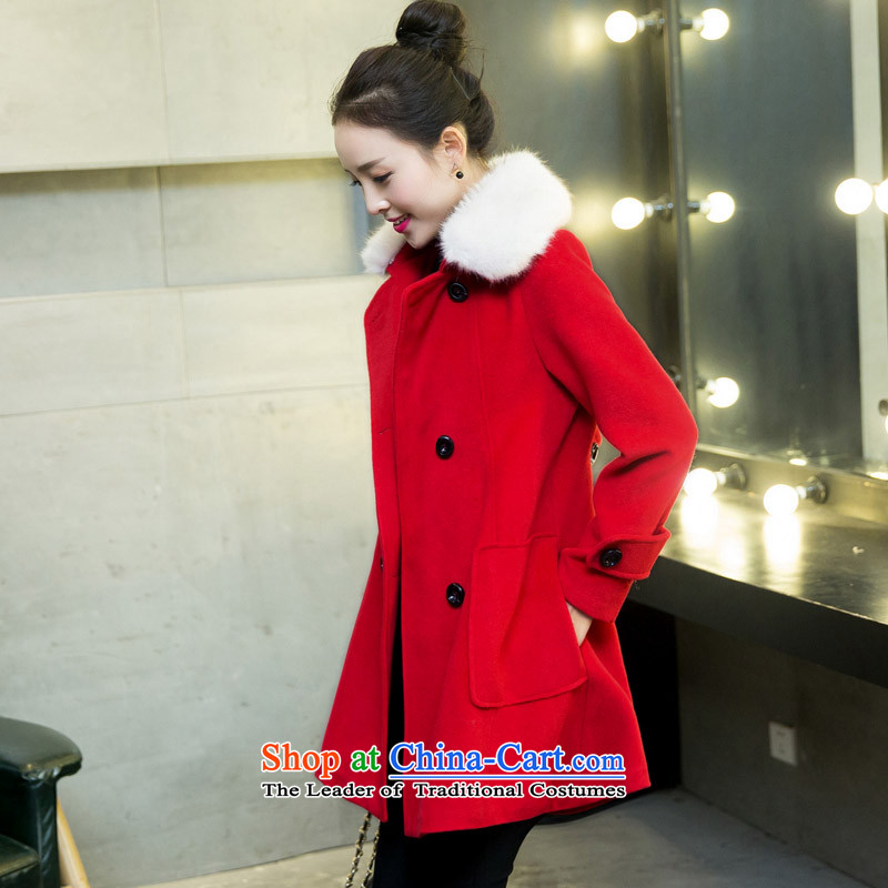  2015 WINTER again swordmakers gross female Korean jacket?? coats female breast gross video thin temperament in reverse collar long red XL, once again has been pressed on swordmakers Shopping