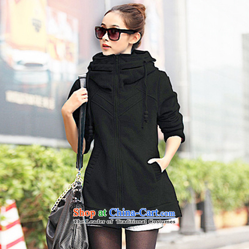 The interpolator auspicious xl women 2015 Fall/Winter Collections new Korean thick mm video plus lint-free in the thin-thick long sweater leisure jacket F3032 3XL, black pearl auspicious shopping on the Internet has been pressed.