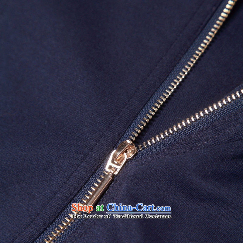 Onebuye winter PU stitching long-sleeved folded out for female jacket coat gross blue M,one BUYE,,, shopping on the Internet